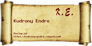 Kudrony Endre névjegykártya
